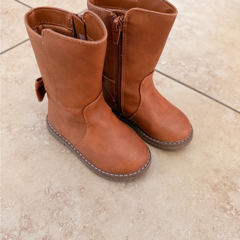 Cat & Jack Tan Kids Boots with Side Bow